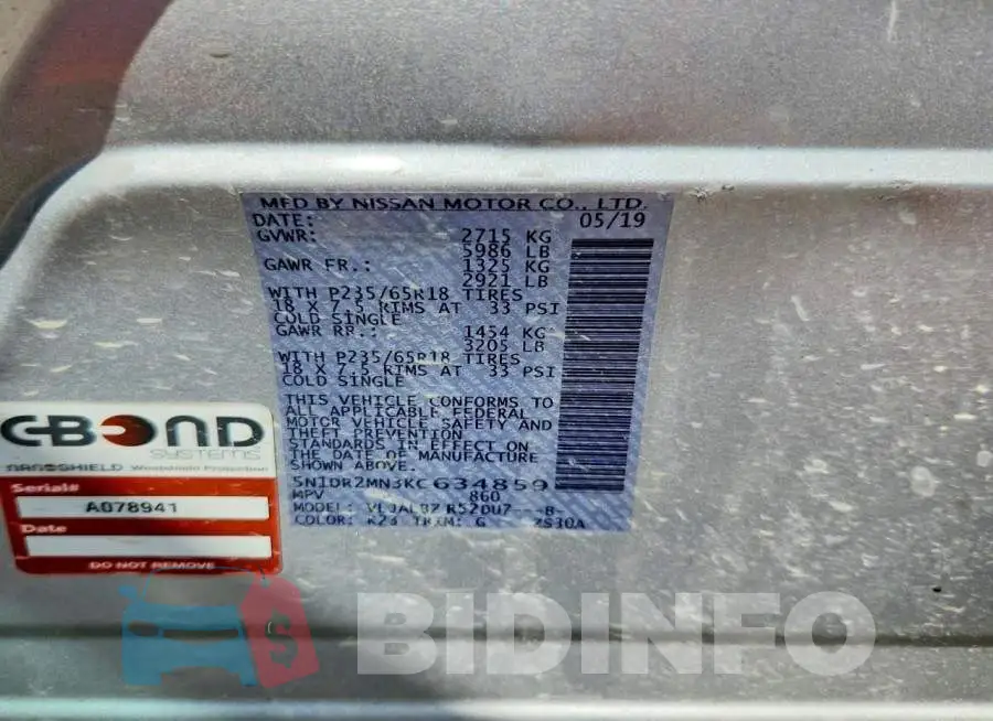 5N1DR2MN3KC634859 Photo# 13