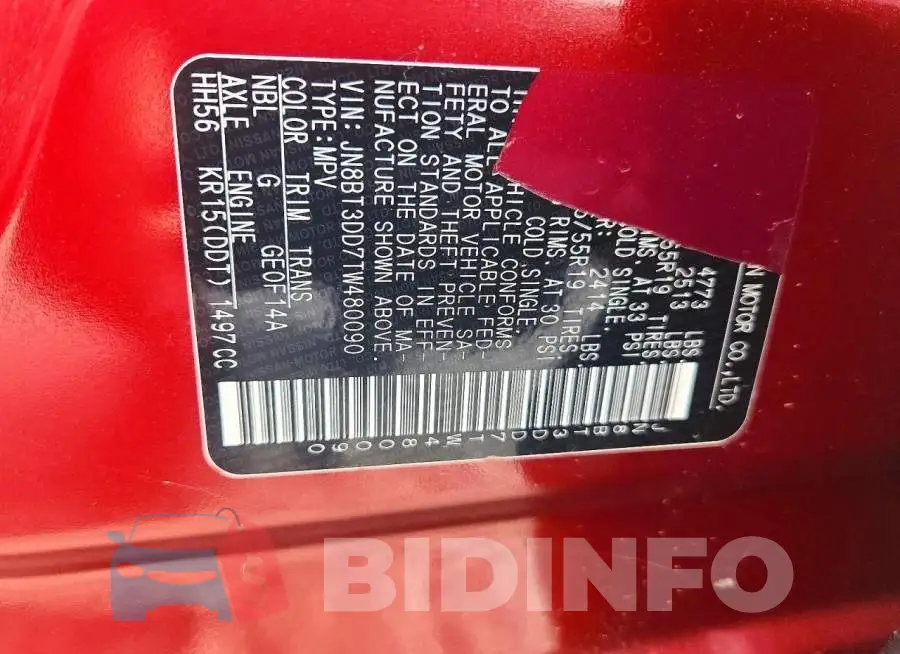 JN8BT3DD7TW480090 Photo# 14