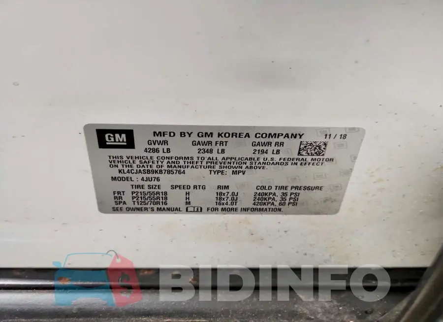 KL4CJASB9KB785764 Photo# 13