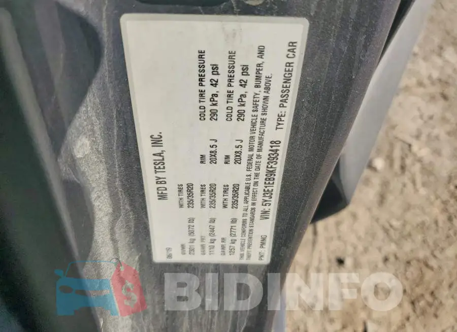 5YJ3E1EB9KF393418 Photo# 12