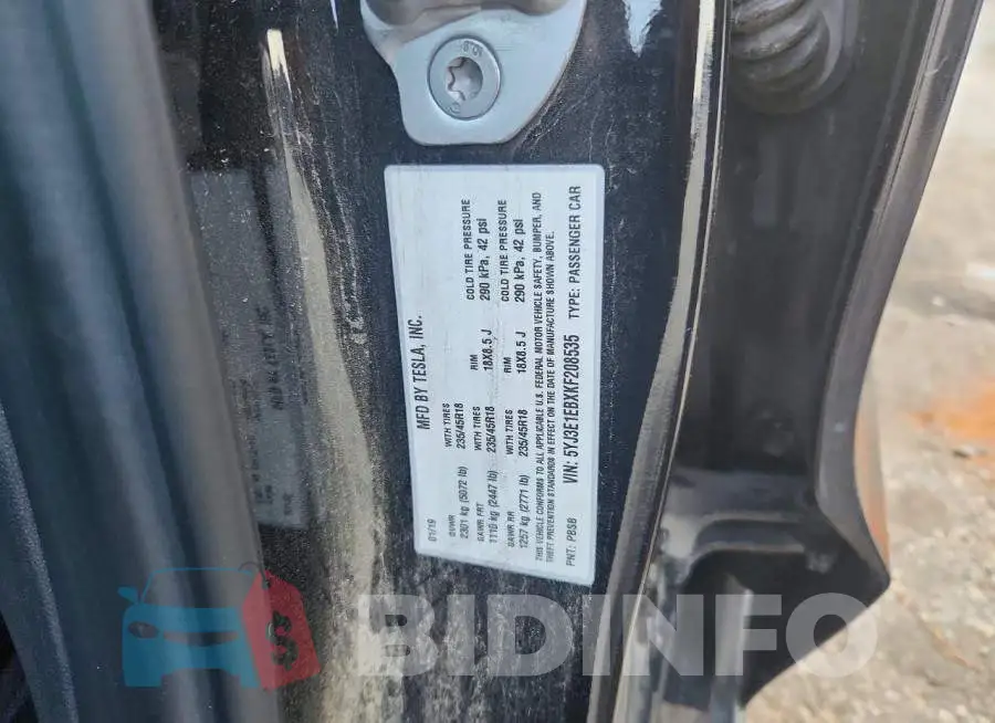 5YJ3E1EBXKF208535 Photo# 12
