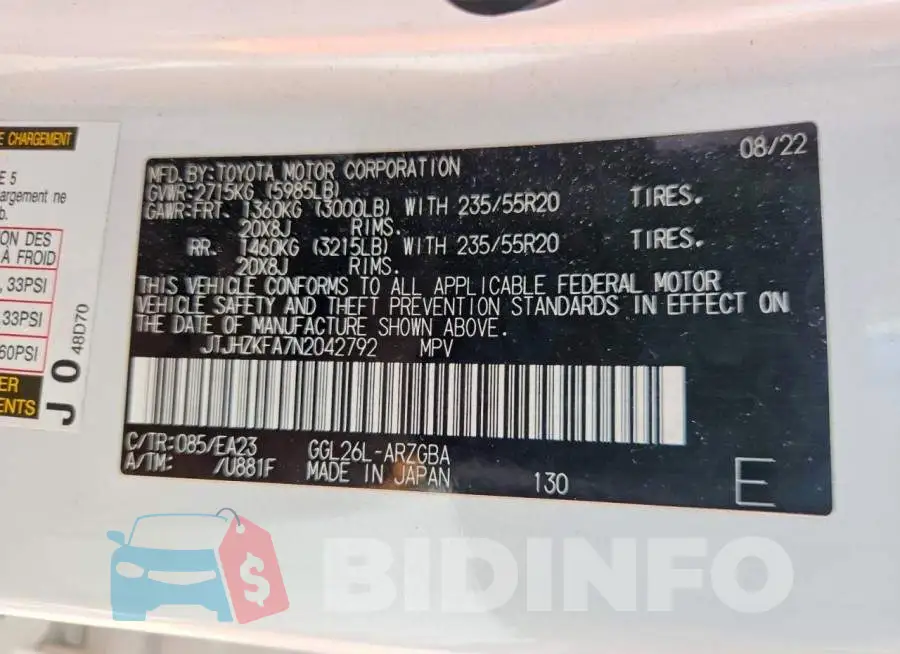 JTJHZKFA7N2042792 Photo# 13