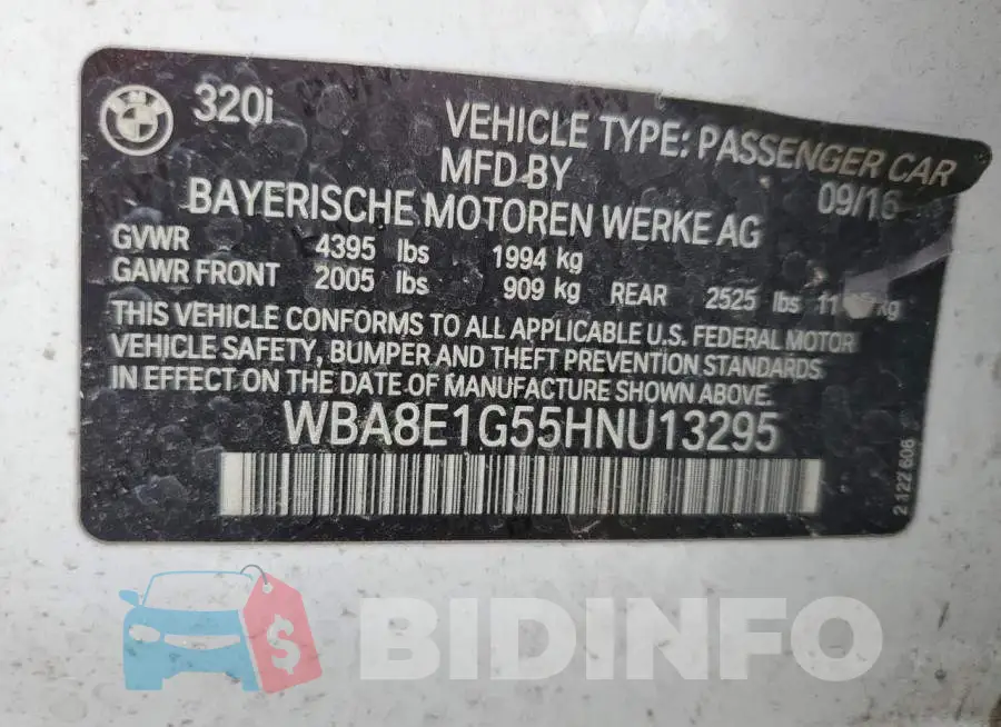 WBA8E1G55HNU13295 Photo# 12