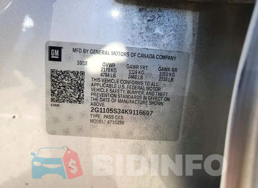 2G1105S34K9116697 Photo# 12