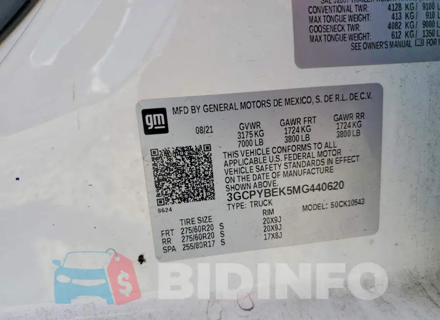 3GCPYBEK5MG440620 Photo# 13