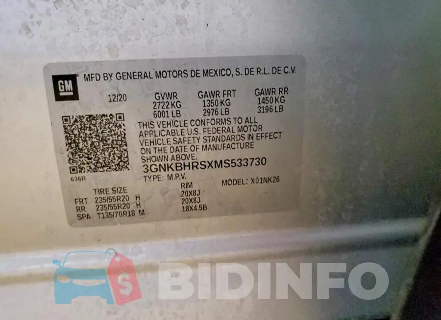 3GNKBHRSXMS533730 Photo# 14