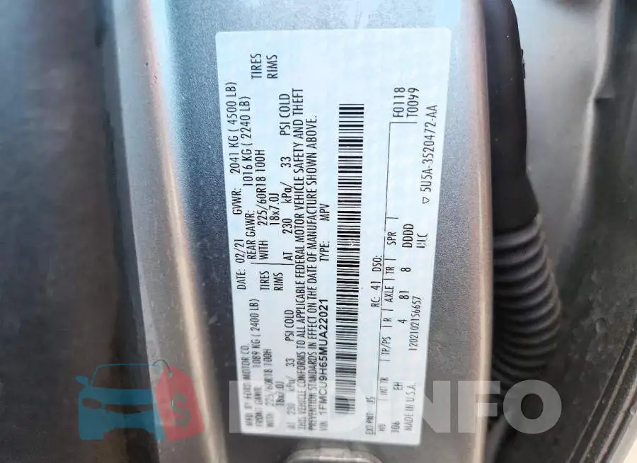 1FMCU9H65MUA22021 Photo# 12