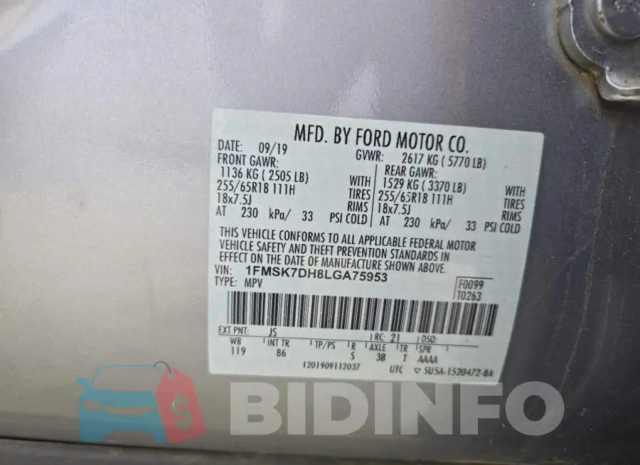 1FMSK7DH8LGA75953 Photo# 13