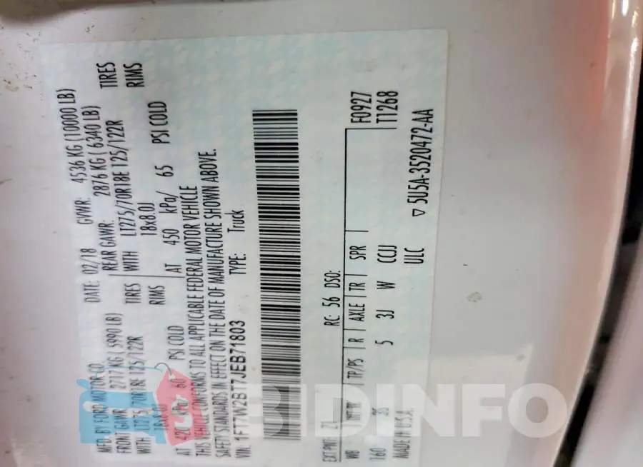 1FT7W2BT7JEB71803 Photo# 13