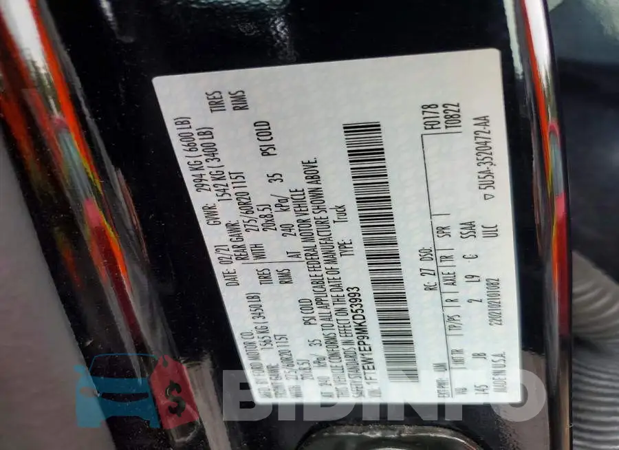 1FTEW1EP9MKD53993 Photo# 12