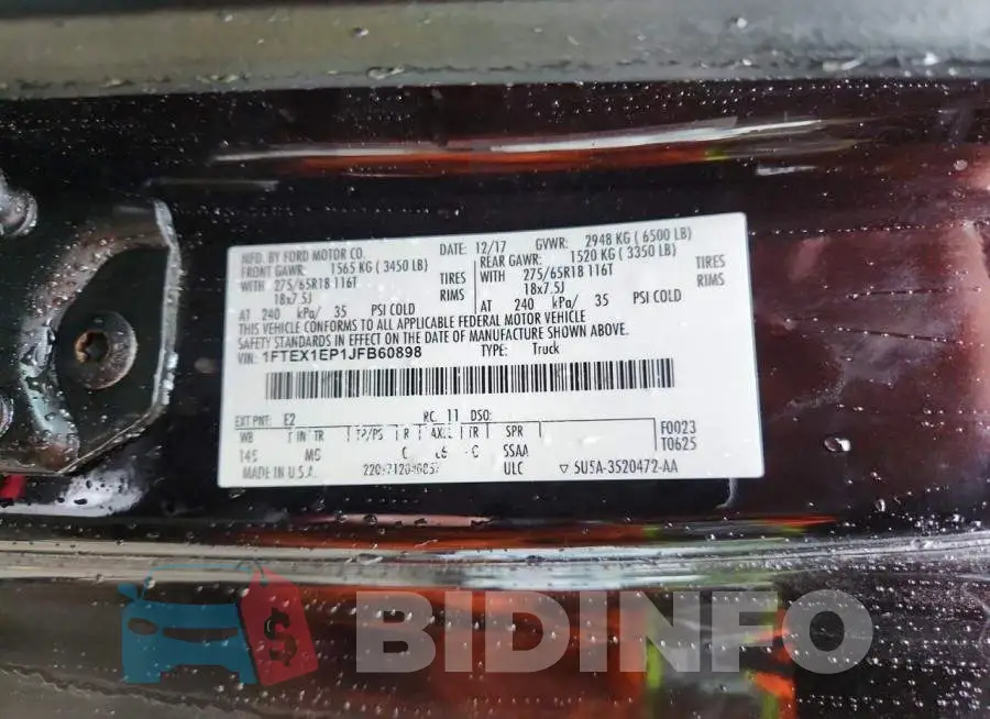1FTEX1EP1JFB60898 Photo# 12