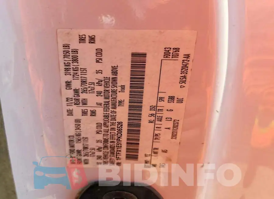 1FTFX1E51PKD06526 Photo# 12