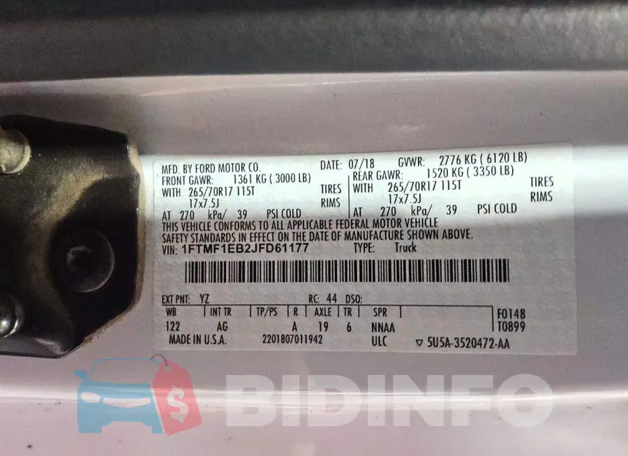 1FTMF1EB2JFD61177 Photo# 12
