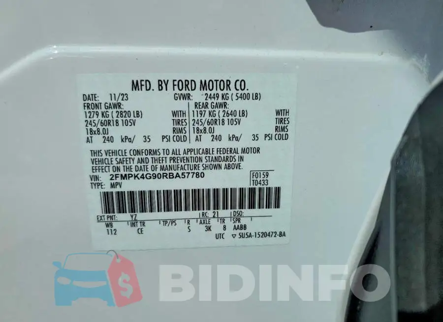 2FMPK4G90RBA57780 Photo# 13
