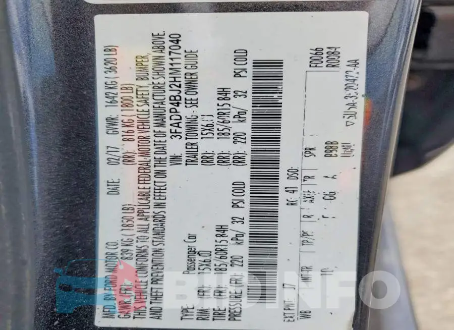 3FADP4BJ2HM117040 Photo# 12