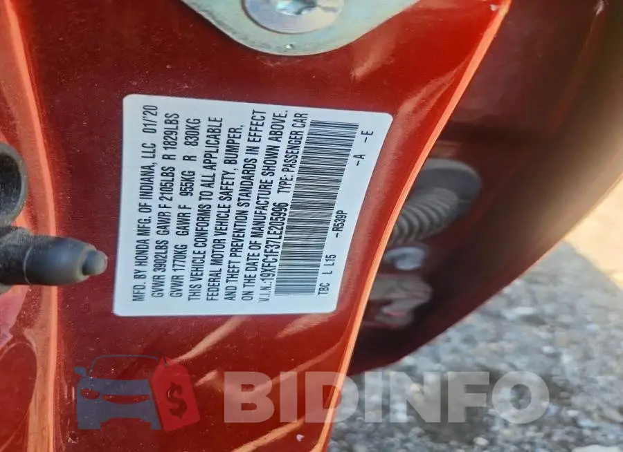 19XFC1F37LE205996 Photo# 13