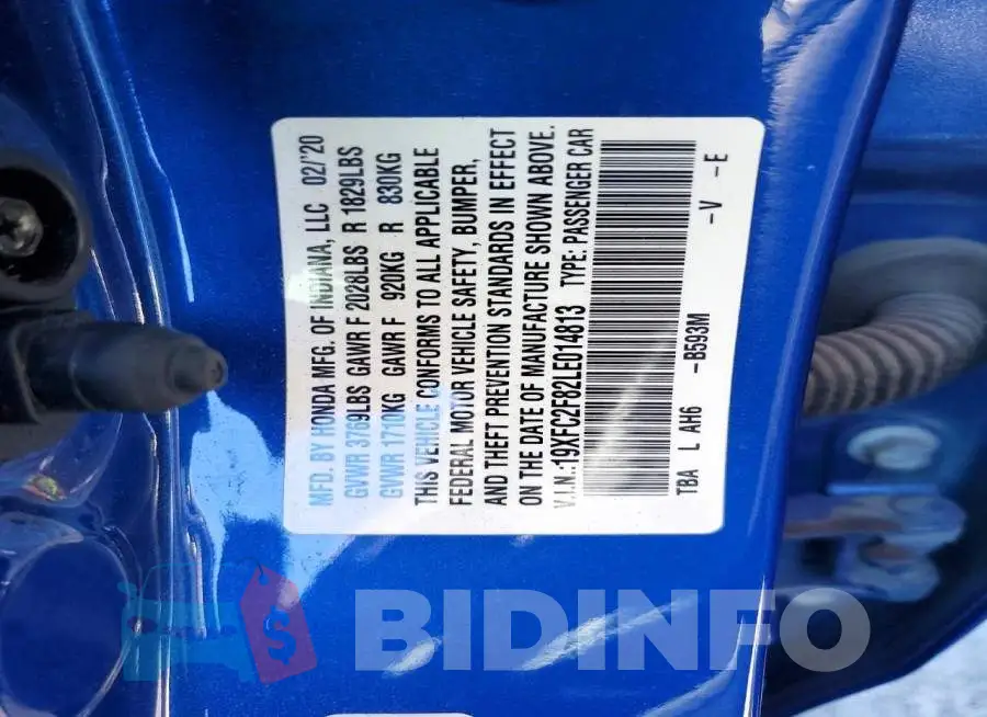 19XFC2F82LE014813 Photo# 12