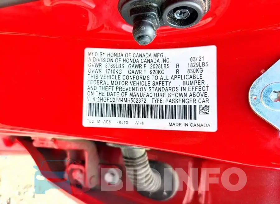 2HGFC2F84MH552372 Photo# 12