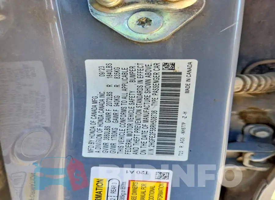 2HGFE2F56RH508736 Photo# 13