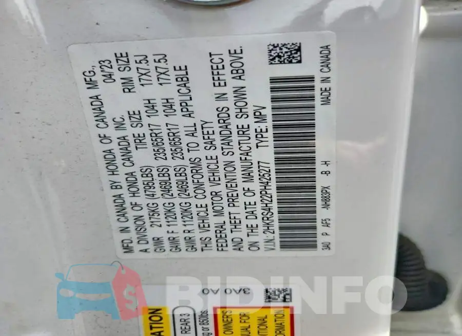 2HKRS4H22PH425277 Photo# 13