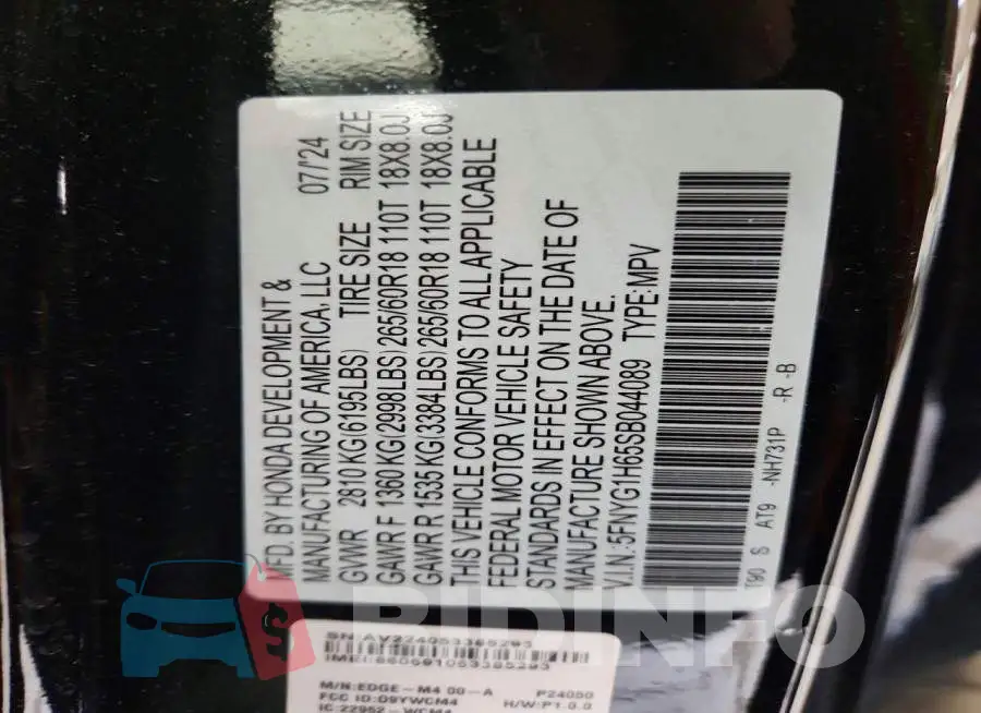 5FNYG1H65SB044089 Photo# 13