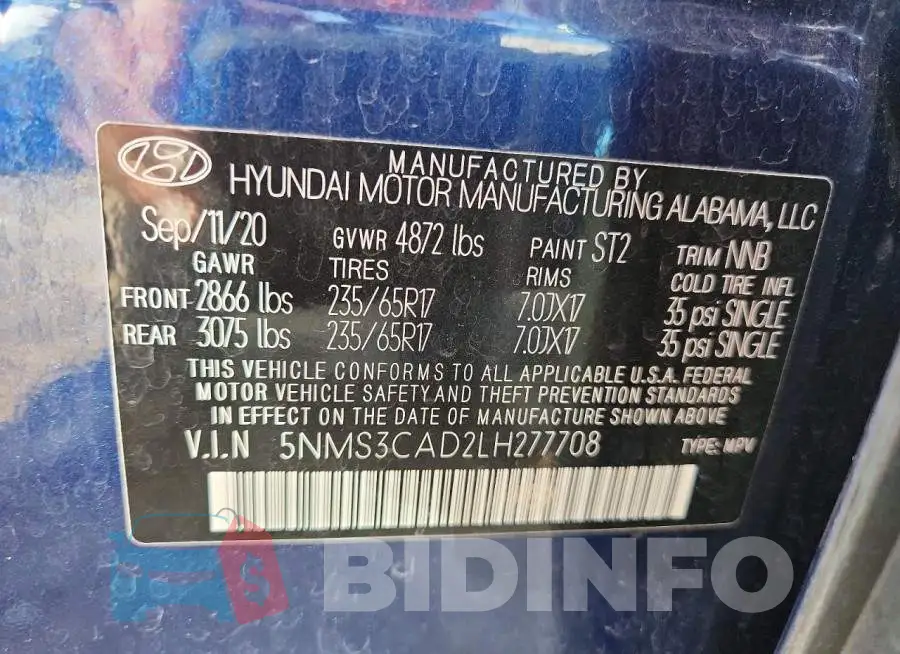 5NMS3CAD2LH277708 Photo# 13