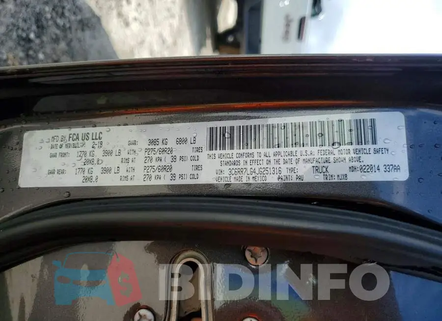 3C6RR7LG4JG251316 Photo# 12