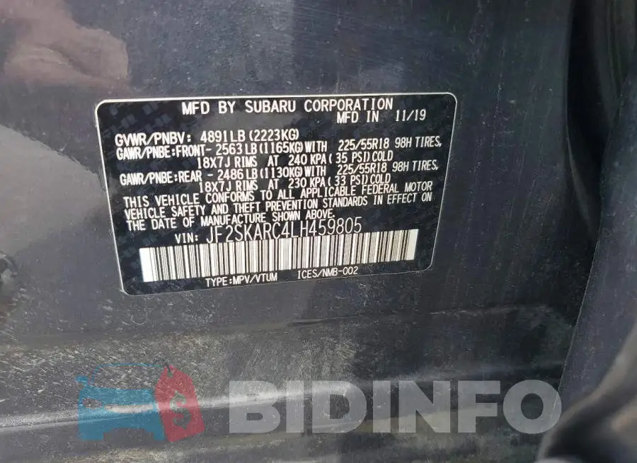 JF2SKARC4LH459805 Photo# 14