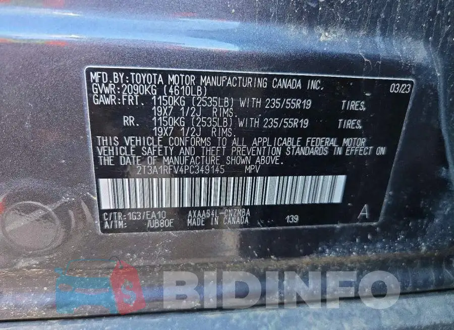 2T3A1RFV4PC349145 Photo# 13