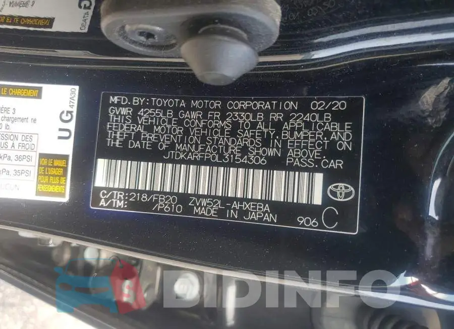 JTDKARFP0L3154306 Photo# 12
