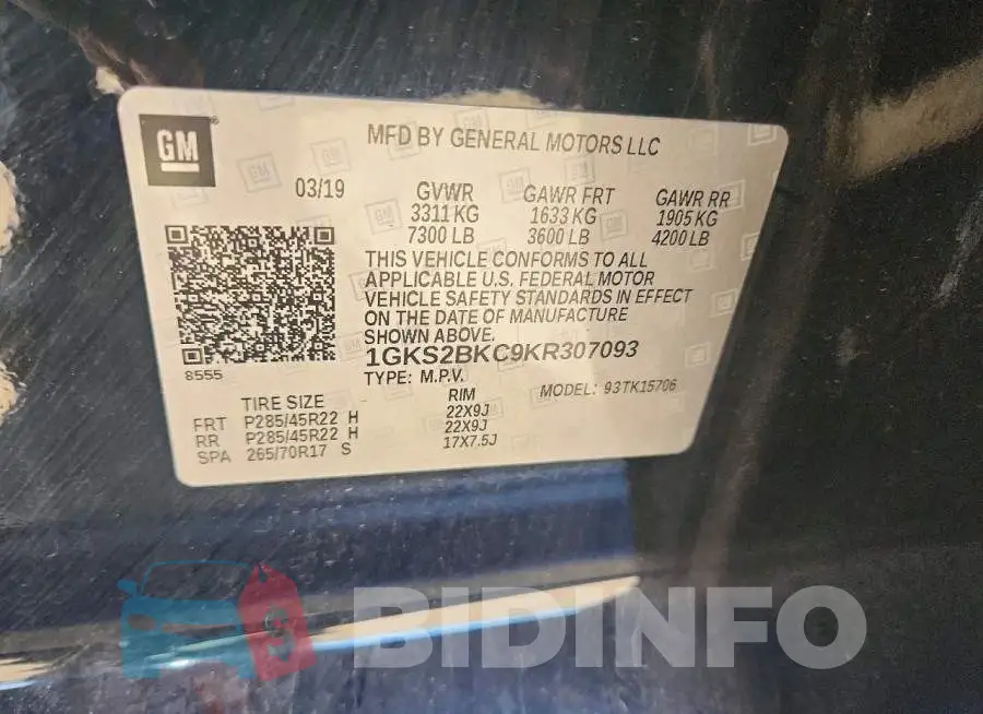 1GKS2BKC9KR307093 Photo# 13