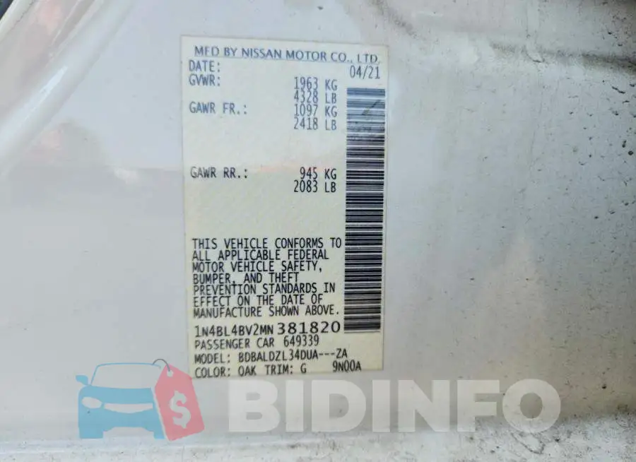 1N4BL4BV2MN381820 Photo# 13