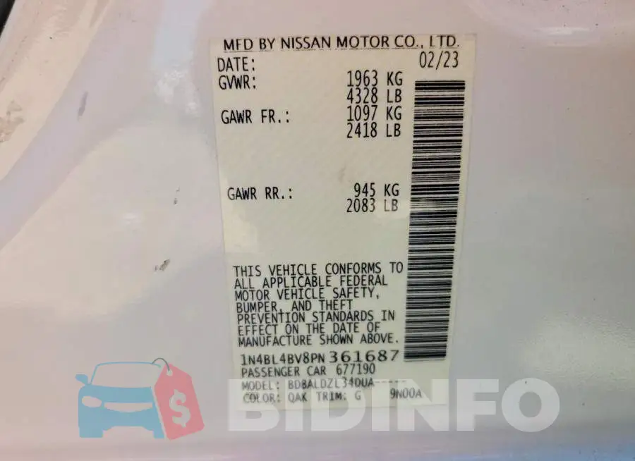 1N4BL4BV8PN361687 Photo# 13