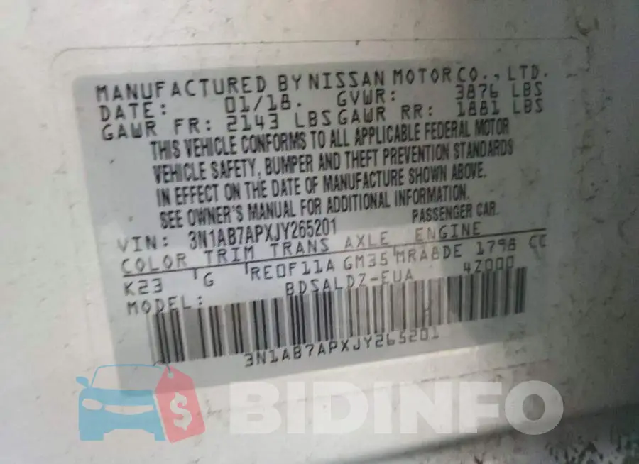 3N1AB7APXJY265201 Photo# 13