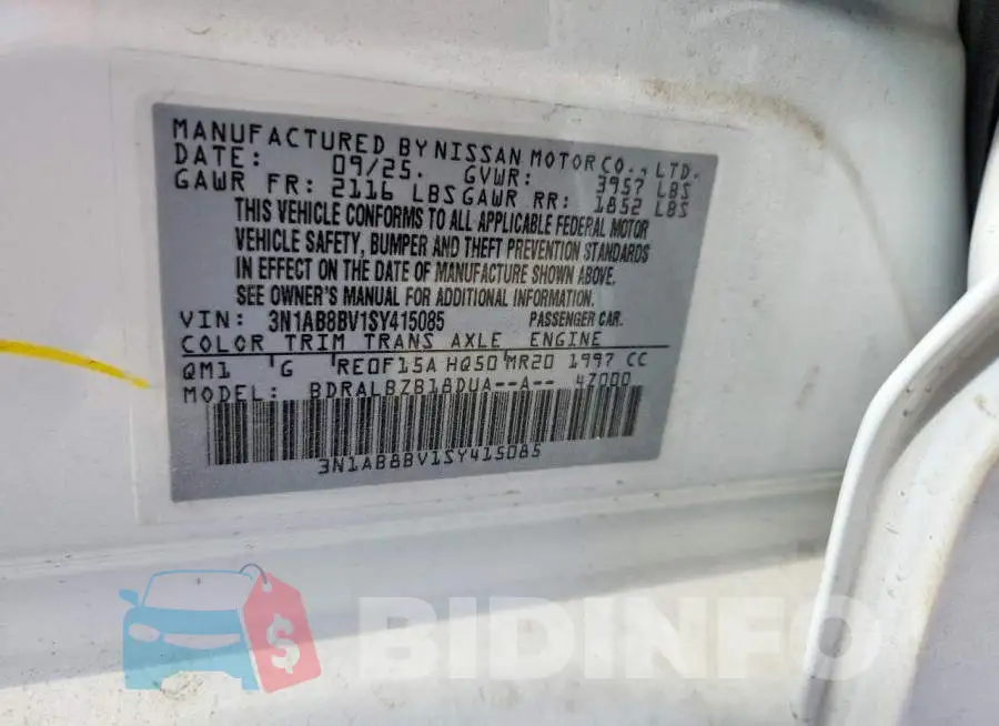 3N1AB8BV1SY415085 Photo# 12