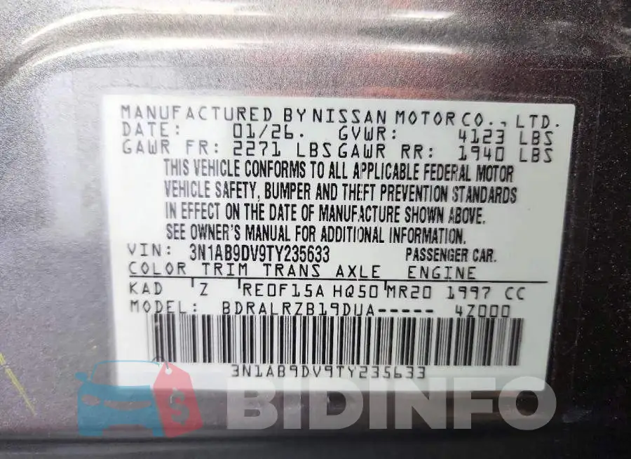 3N1AB9DV9TY235633 Photo# 12