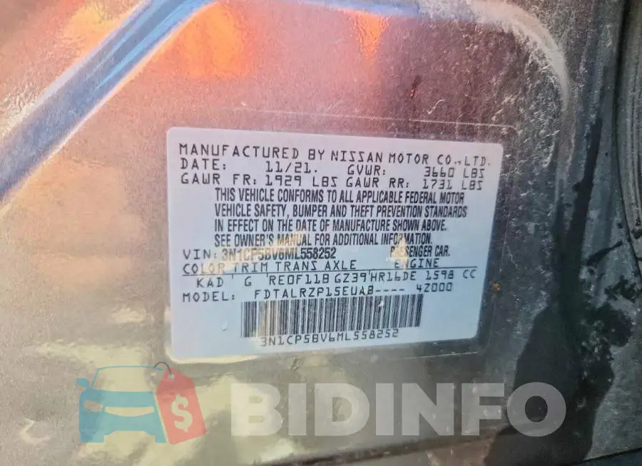 3N1CP5BV6ML558252 Photo# 13