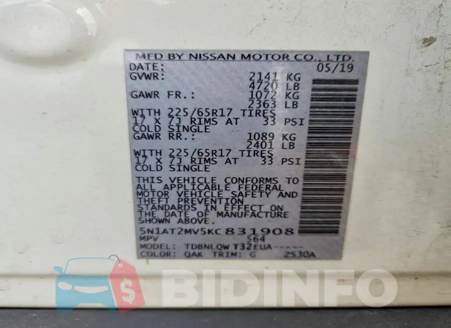 5N1AT2MV5KC831908 Photo# 12