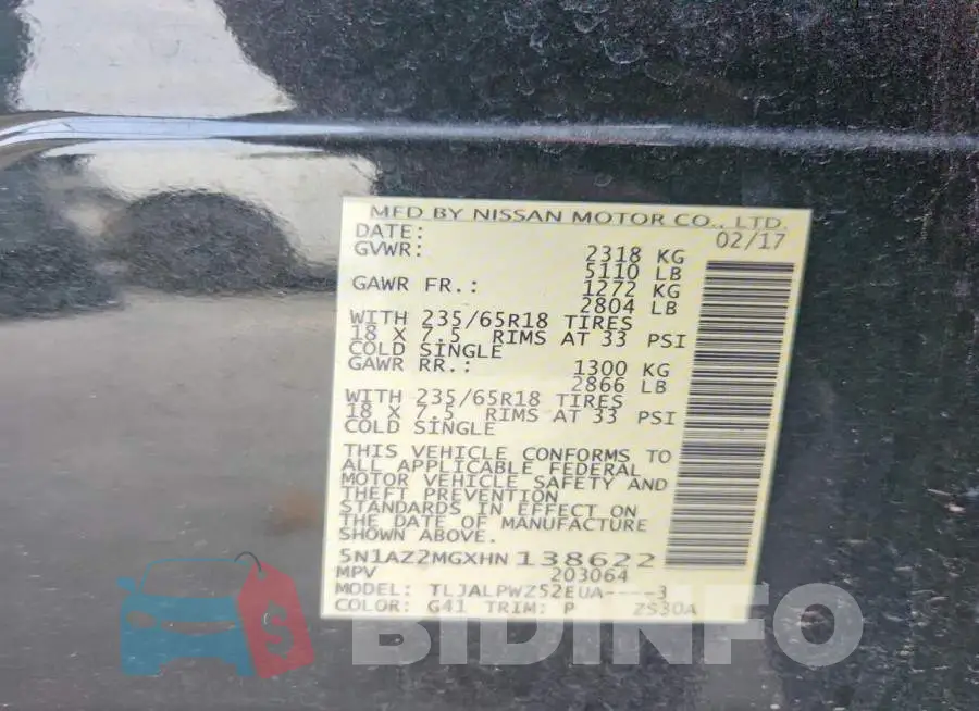 5N1AZ2MGXHN138622 Photo# 12