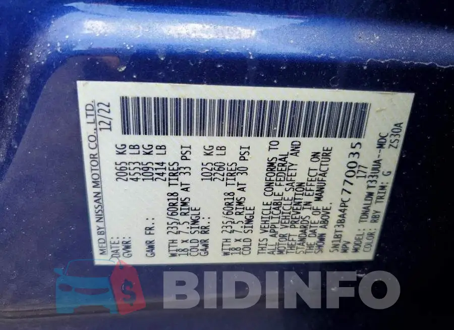 5N1BT3BA4PC770035 Photo# 12