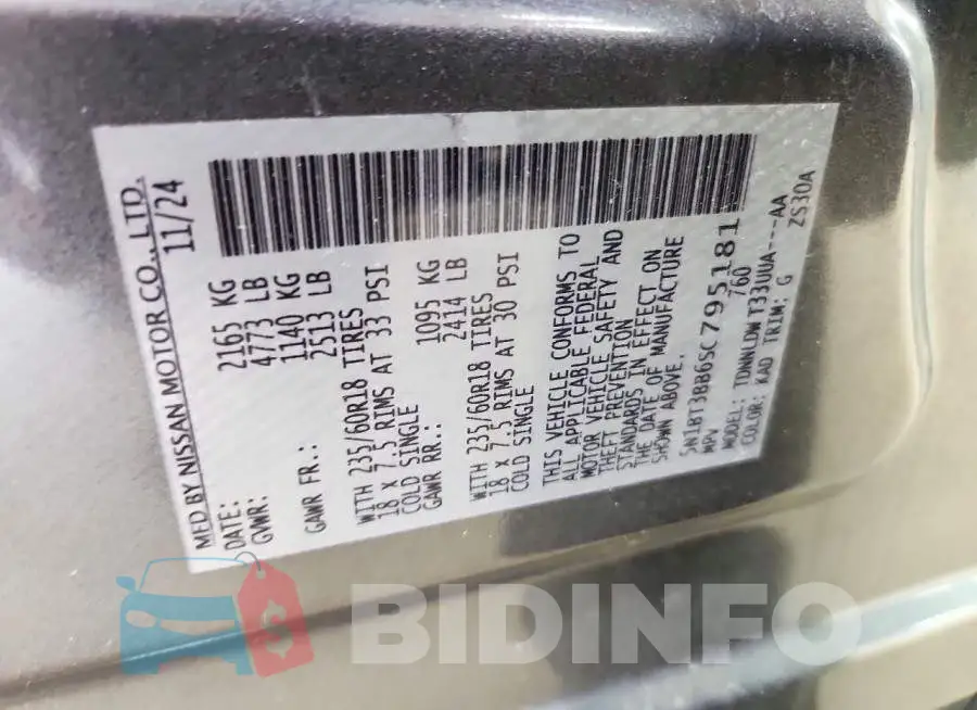 5N1BT3BB6SC795181 Photo# 12