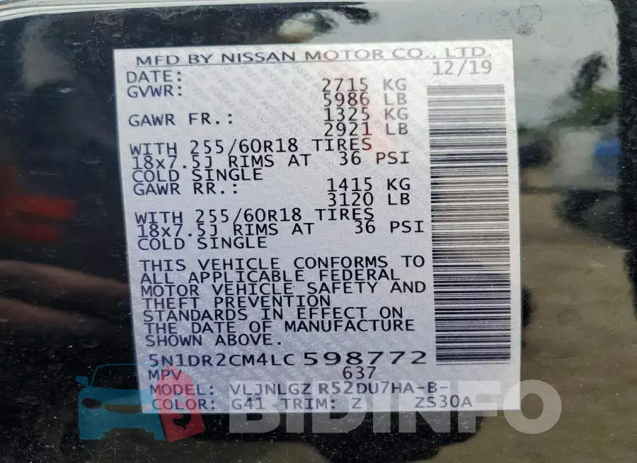 5N1DR2CM4LC598772 Photo# 13