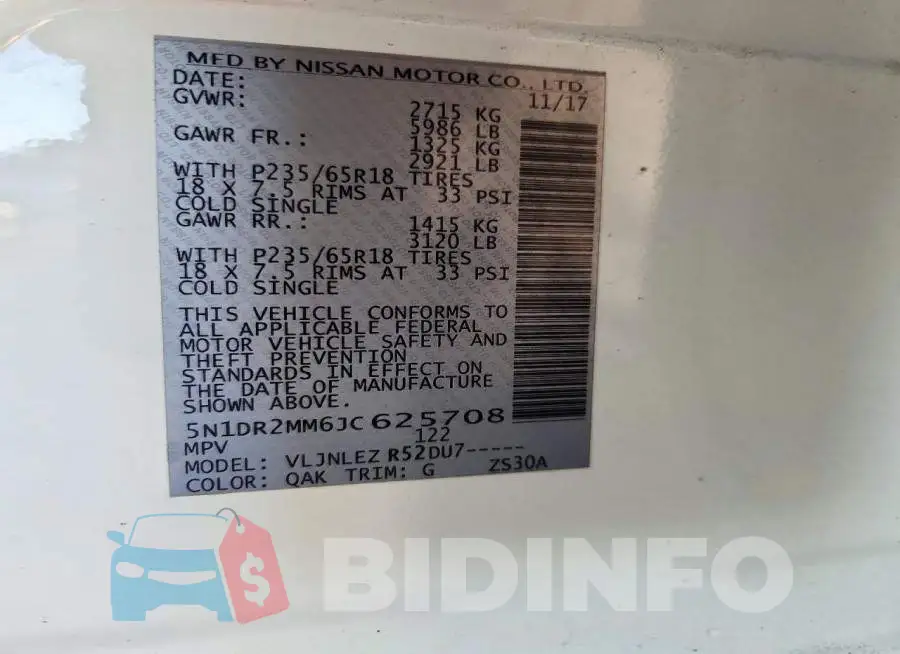 5N1DR2MM6JC625708 Photo# 13