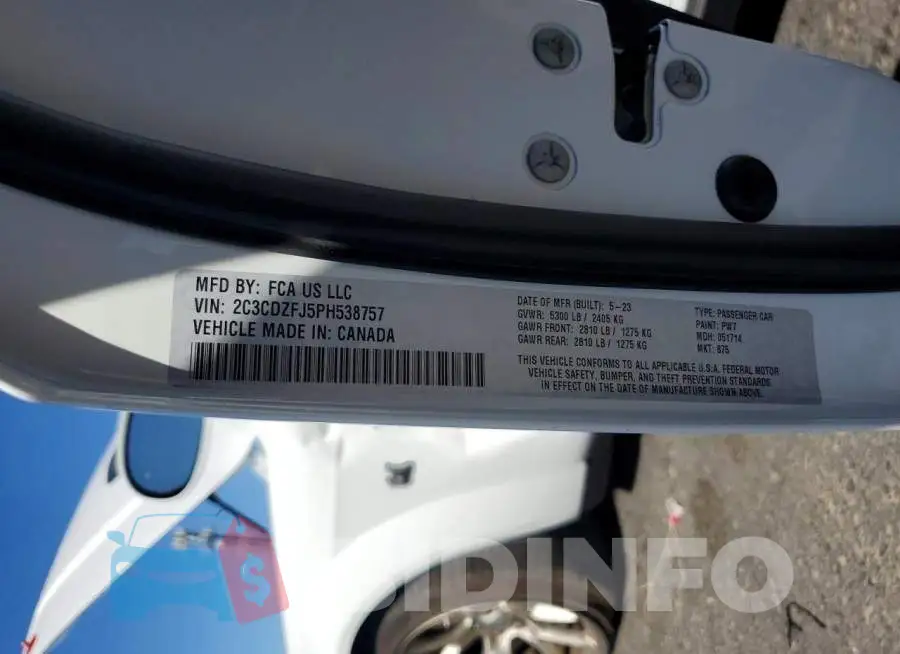 2C3CDZFJ5PH538757 Photo# 13
