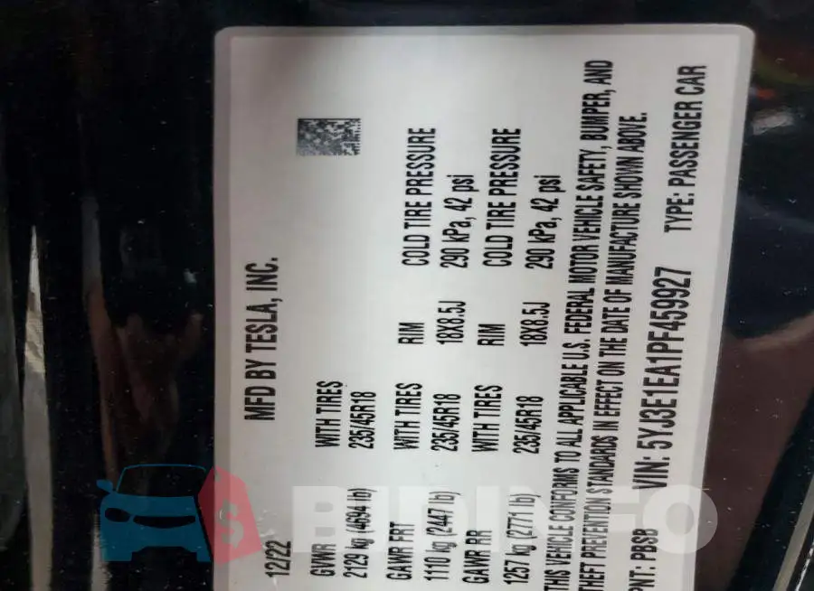 5YJ3E1EA1PF459927 Photo# 12