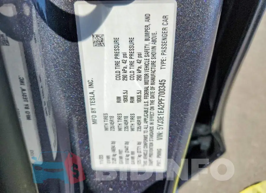 5YJ3E1EA2PF700345 Photo# 12