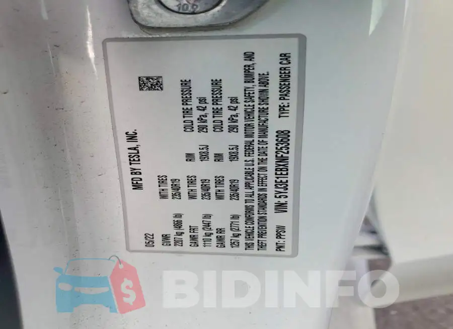 5YJ3E1EBXNF253608 Photo# 14