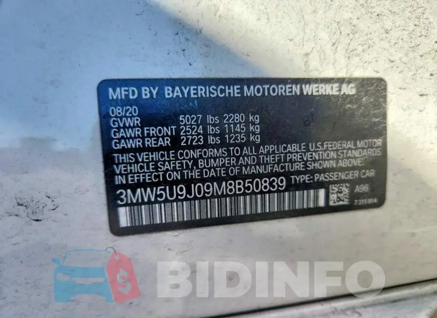3MW5U9J09M8B50839 Photo# 12