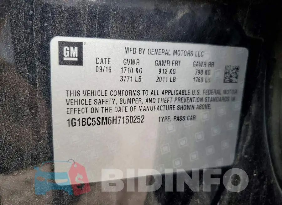 1G1BC5SM6H7150252 Photo# 12