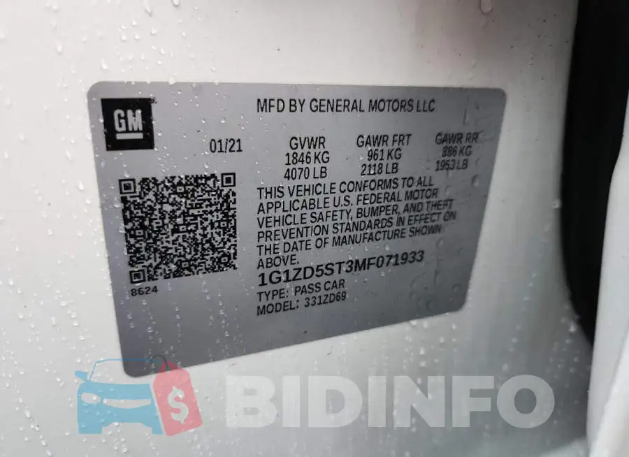 1G1ZD5ST3MF071933 Photo# 12